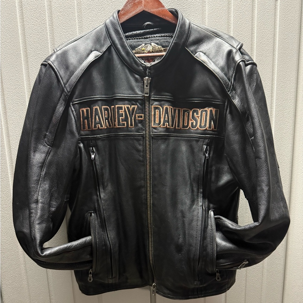Harley-Davidson Black Bomber Jacket Heavy-Duty Leather